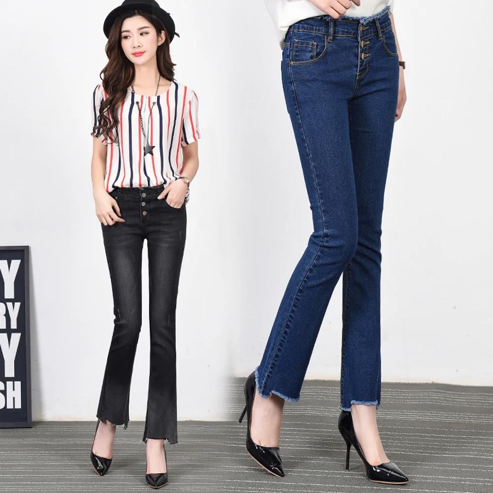 Women Jeans 2020 Spring Autumn Wear Fashion Denim For Womens High Waist Black Blue Female Trousers Button Fly Ladies